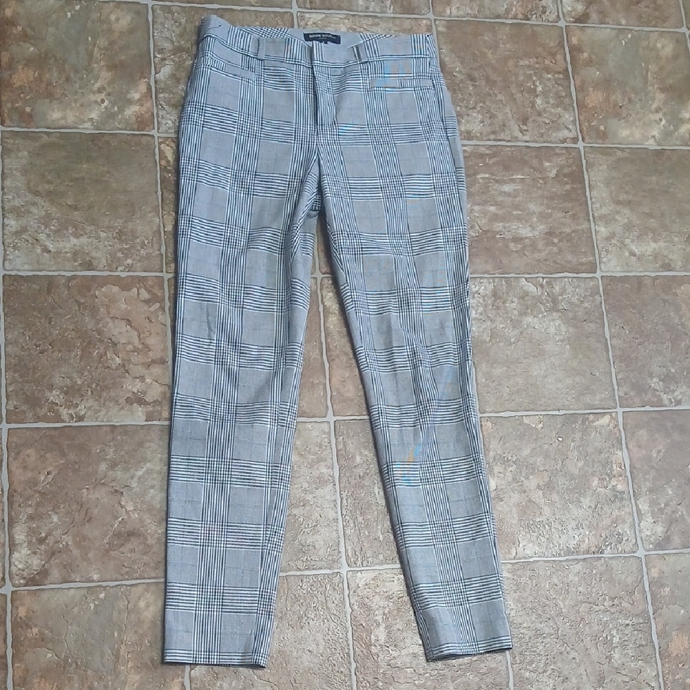 Banana Republic Sloan Light Gray And Black White Checkered Pants Size 4 Long
